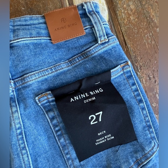 NWT Anine Bing Beck High Rise Skinny Jeans Washed Blue Jeans | Size 27 - Picture 7 of 9